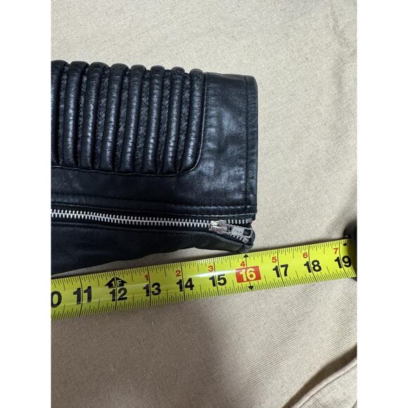 IK Leather Jacket Mens Large Black Biker Moto Asymmetrical Zip Quilted Ribbed - Picture 13 of 16